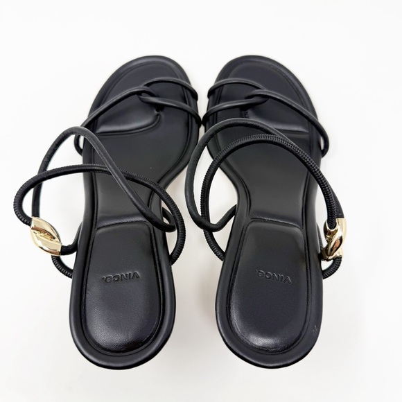 New Vince Jolie Leather Twist Sandal Black Sz 7 - Picture 8 of 12